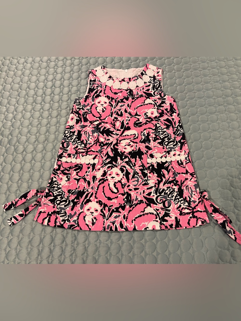 Lilly Pulitzer Hanging With My Boo Pink Black Floral Shift Dress Pandas Sz 2T